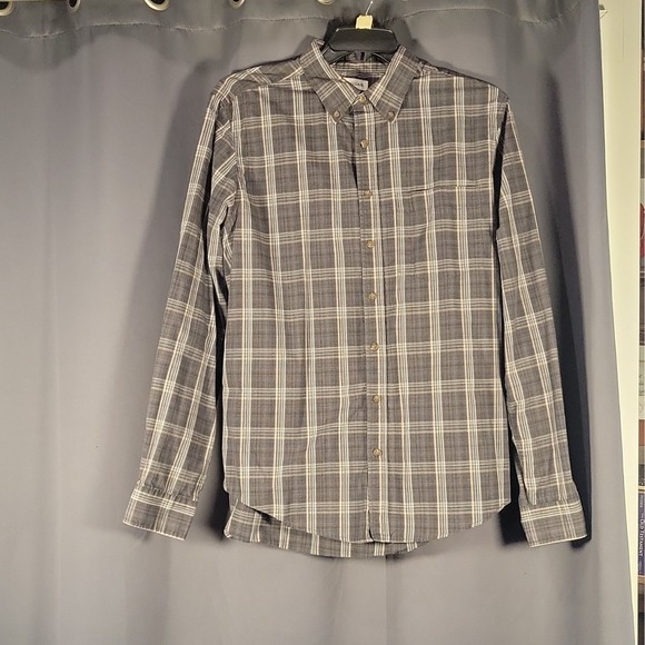 Haggar Other - Haggar Men's Big & Tall LT Plaid Woven Cotton/Poly Button-Down Shirt Gray/White